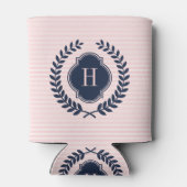 Midnight Blue Wreatcrest over roze strepen Blikjeskoeler (Achterkant)