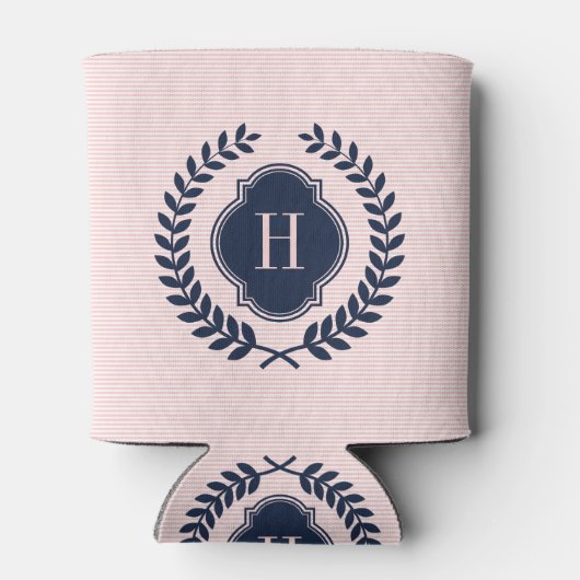 Midnight Blue Wreatcrest over roze strepen Blikjeskoeler (Achterkant)