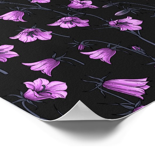 Midnight Bluebells, Harebells, Bellbloemen 2 Poster (Hoek)