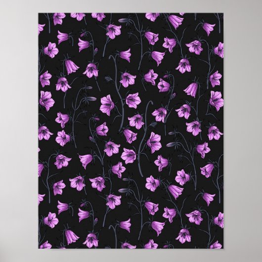 Midnight Bluebells, Harebells, Bellbloemen 2 Poster (Voorkant)