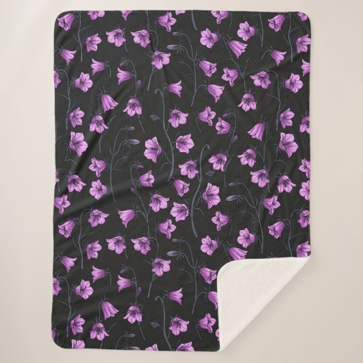 Midnight Bluebells, Harebells, Bellbloemen 2 Sherpa Deken (Voorkant)