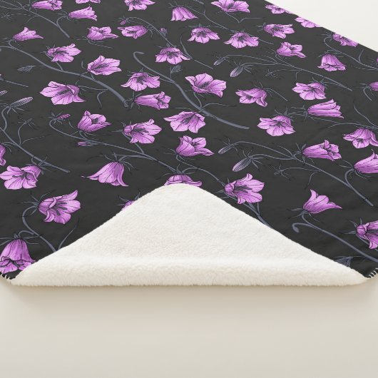 Midnight Bluebells, Harebells, Bellbloemen 2 Sherpa Deken (3/4)