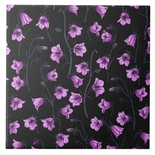 Midnight Bluebells, Harebells, Bellbloemen 2 Tegeltje (Voorkant)