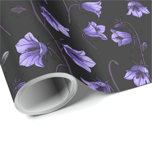 Midnight Bluebells, Harebells, bloemen Cadeaupapier (Rol Hoek)