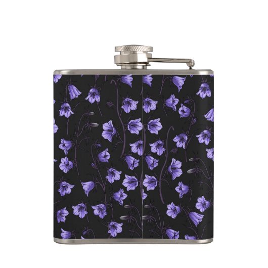 Midnight Bluebells, Harebells, bloemen Heupfles (Achterkant)