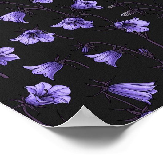 Midnight Bluebells, Harebells, bloemen Poster (Hoek)