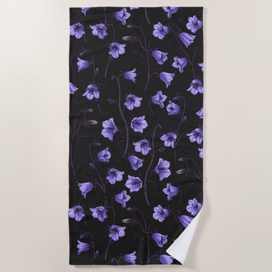 Midnight Bluebells, Harebells, bloemen Strandlaken (Voorkant)