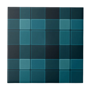 Midnight Blues en Blauwgroen Check Ceramic Tile Tegeltje