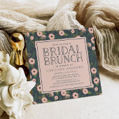 Midnight Blush Blooms Bridal Brunch Invitation Kaart