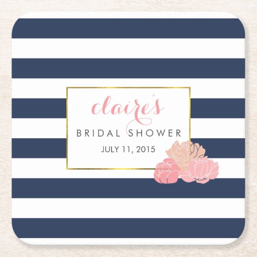 Midnight Blush Peony Vrijgezellenfeest Onderzetter (Voorkant)