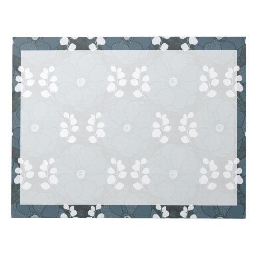 Midnight Botanica | Dark Indigo Floral Notitieblok (Voorkant)