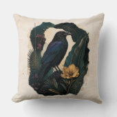 Midnight Botanical Raven Kussen (Voorkant)