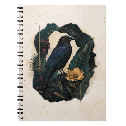 Midnight Botanical Raven Notitieboek (Voorkant)