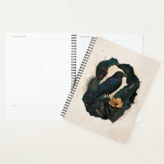 Midnight Botanical Raven Planner