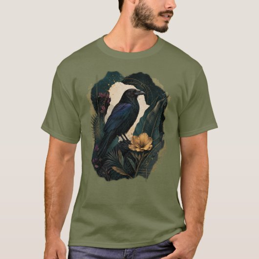 Midnight Botanical Raven T-shirt (Voorkant)