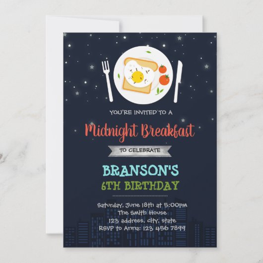 Midnight Breakfast party-uitnodiging Kaart (Voorkant)