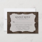 Midnight Bronze Romance | Satiny Damask Entree RSVP Kaartje (Voorkant)