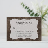 Midnight Bronze Romance | Satiny Damask Entree RSVP Kaartje (Staand voorkant)