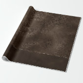 Midnight Bronze Romance | Satiny Grunge Damask Cadeaupapier (Uitgerold)