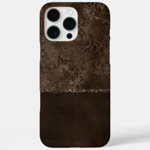 Midnight Bronze Romance Satiny Grunge Damask iPhone 16 Pro Max Hoesje