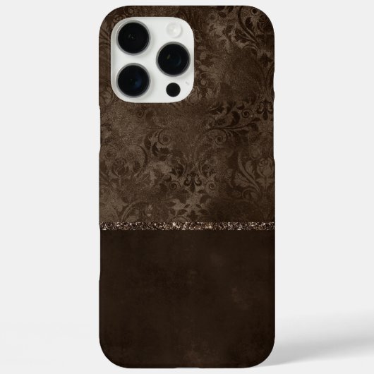 Midnight Bronze Romance | Satiny Grunge Damask Case-Mate iPhone Case (Achterkant)