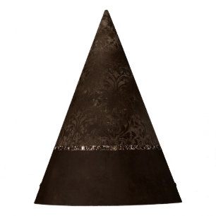 Midnight Bronze Romance Satiny Grunge Damask Feesthoedjes