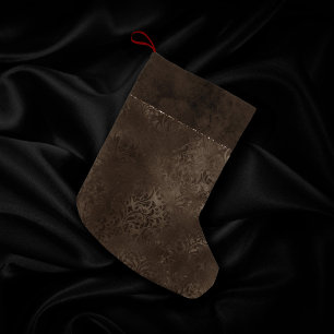 Midnight Bronze Romance Satiny Grunge Damask Kleine Kerstsok