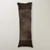 Midnight Bronze Romance | Satiny Grunge Damask Lichaamskussen (Voorkant Verticaal)