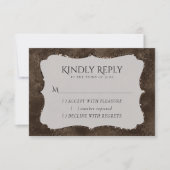 Midnight Bronze Romance | Satiny Grunge Damask RSVP Kaartje (Voorkant)