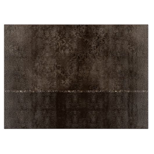 Midnight Bronze Romance | Satiny Grunge Damask Snijplank (Voorkant)