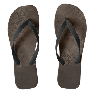 Midnight Bronze Romance   Satiny Grunge Damask Teenslippers