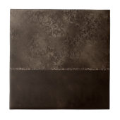 Midnight Bronze Romance | Satiny Grunge Damask Tegeltje (Voorkant)