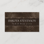 Midnight Bronze Romance | Satiny Grunge Damask Visitekaartje (Voorkant)
