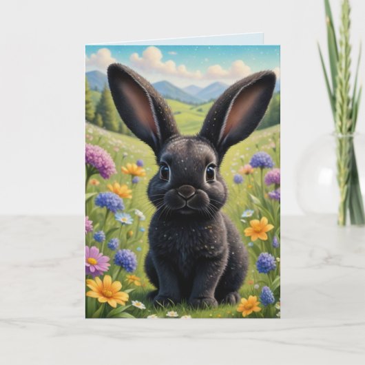 Midnight Bunny Feestdagen Kaart (Voorkant)