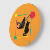 Midnight Cat & Crimson Moon Abstract Wall Clock Grote Klok (Hoek)
