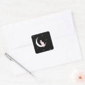 Midnight Cat op de maan Vierkante Sticker (Envelop)