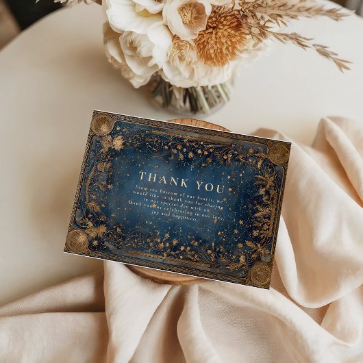 Midnight Celestial Baroque Wedding Bedankkaart