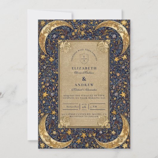 Midnight Celestial Baroque Wedding Kaart (Voorkant)