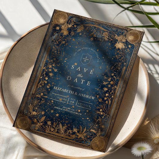 Midnight Celestial Baroque Wedding Save The Date