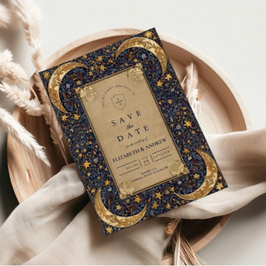 Midnight Celestial Baroque Wedding Save The Date