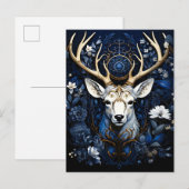 Midnight Celestial Floral Gothic Deer  Aankondigingskaart (Voorkant / Achterkant)