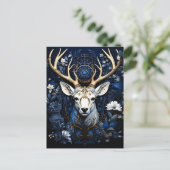 Midnight Celestial Floral Gothic Deer  Aankondigingskaart (Staand voorkant)