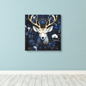 Midnight Celestial Floral Gothic Deer Canvas Afdruk (Insitu (Houten vloer))