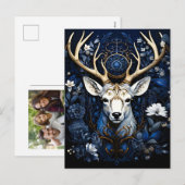 Midnight Celestial Floral Gothic Deer  Feestdagenkaart (Voorkant / Achterkant)