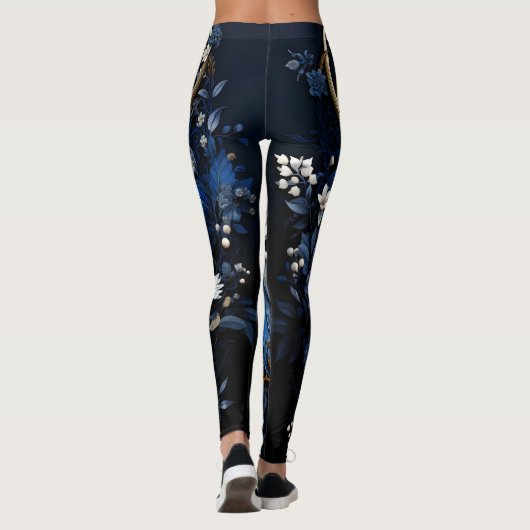 Midnight Celestial Floral Gothic Deer  Leggings (Achterkant)