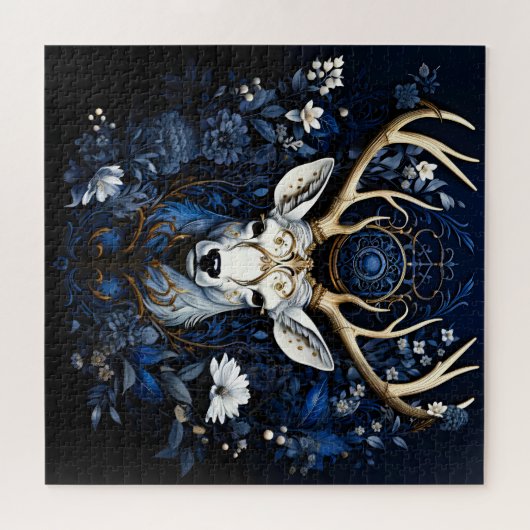 Midnight Celestial Floral Gothic Deer  Legpuzzel (Horizontaal)