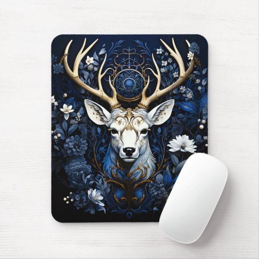 Midnight Celestial Floral Gothic Deer  Muismat (Met muis)