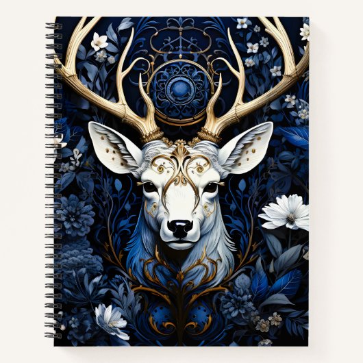 Midnight Celestial Floral Gothic Deer  Notitieboek (Voorkant)
