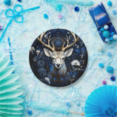 Midnight Celestial Floral Gothic Deer  Papieren Bordje (Feest)
