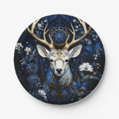 Midnight Celestial Floral Gothic Deer  Papieren Bordje (Voorkant)